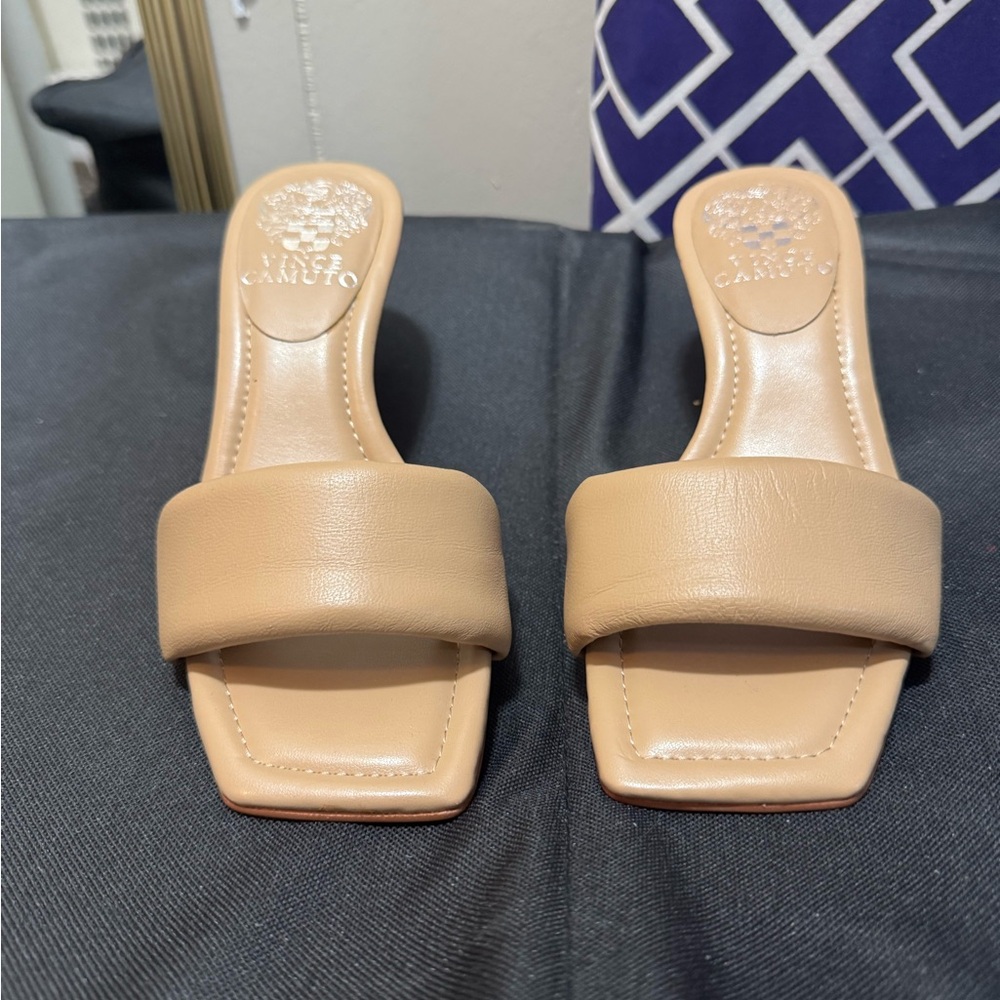 Vince Camuto Tan Mules Sleek Leather Design